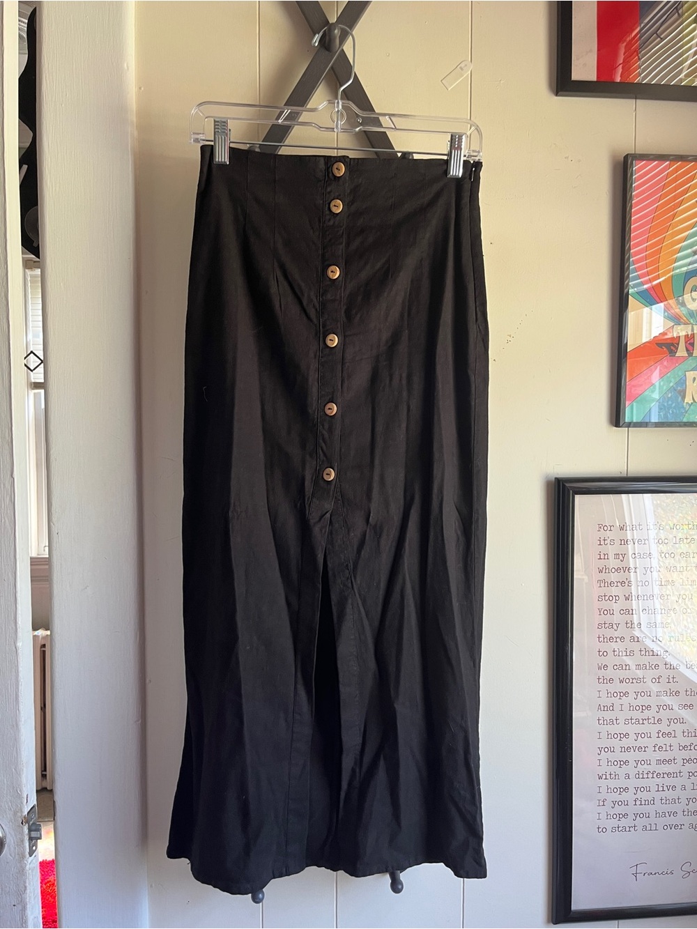 Zara Black Button-Front Maxi Skirt